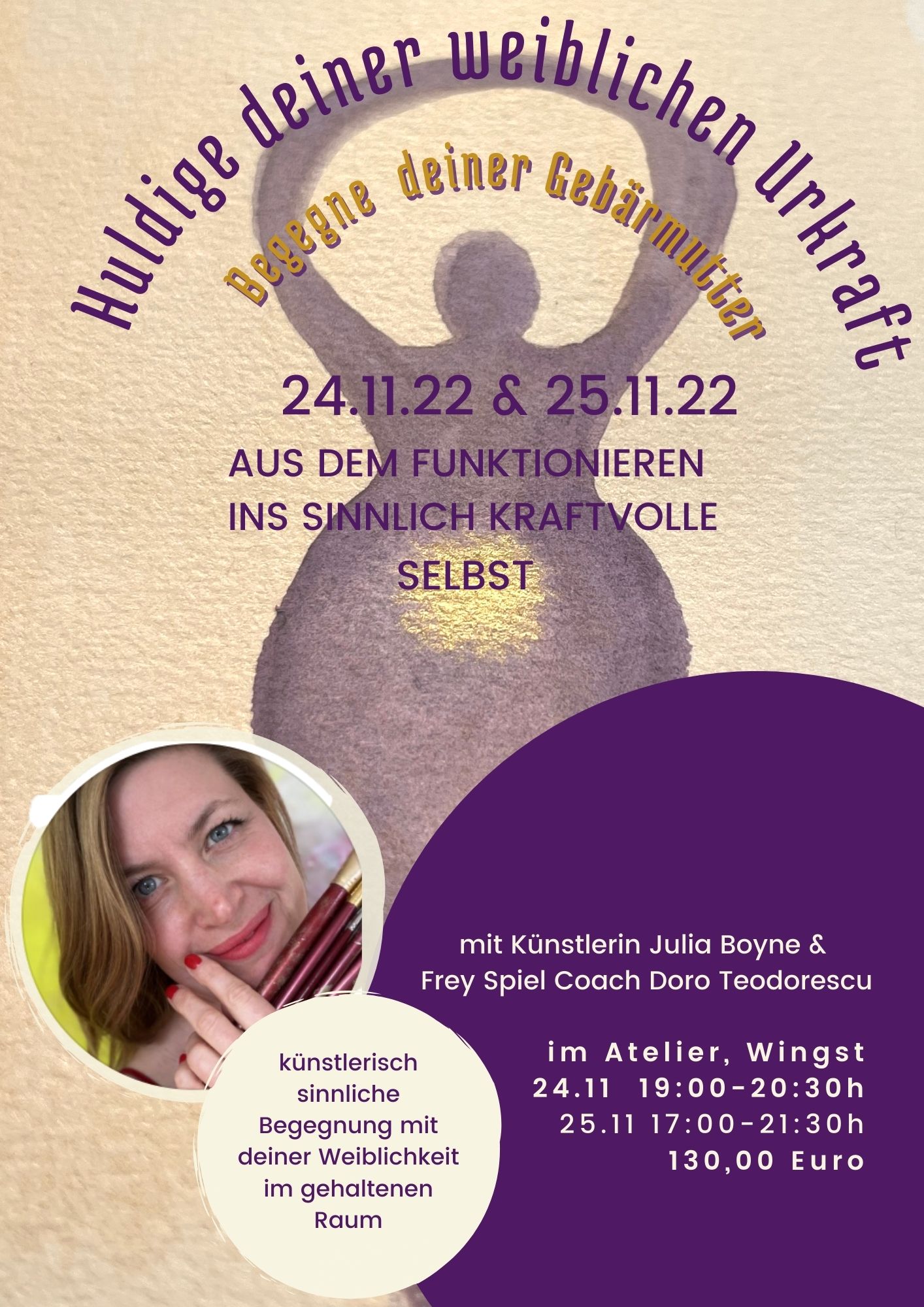 Flyer des Workshops mit Foto, Titel, Daten